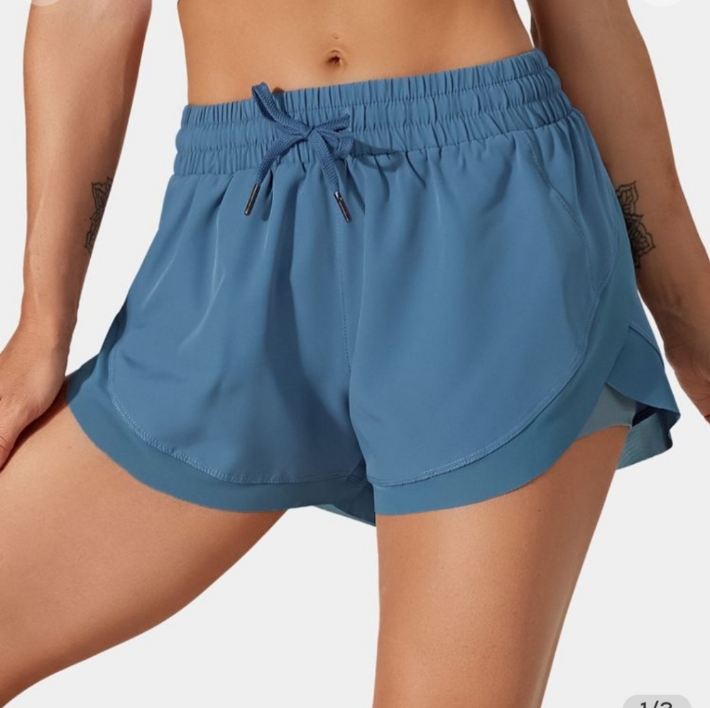 Halara drawstring contrast mesh 2 in 1 shorts